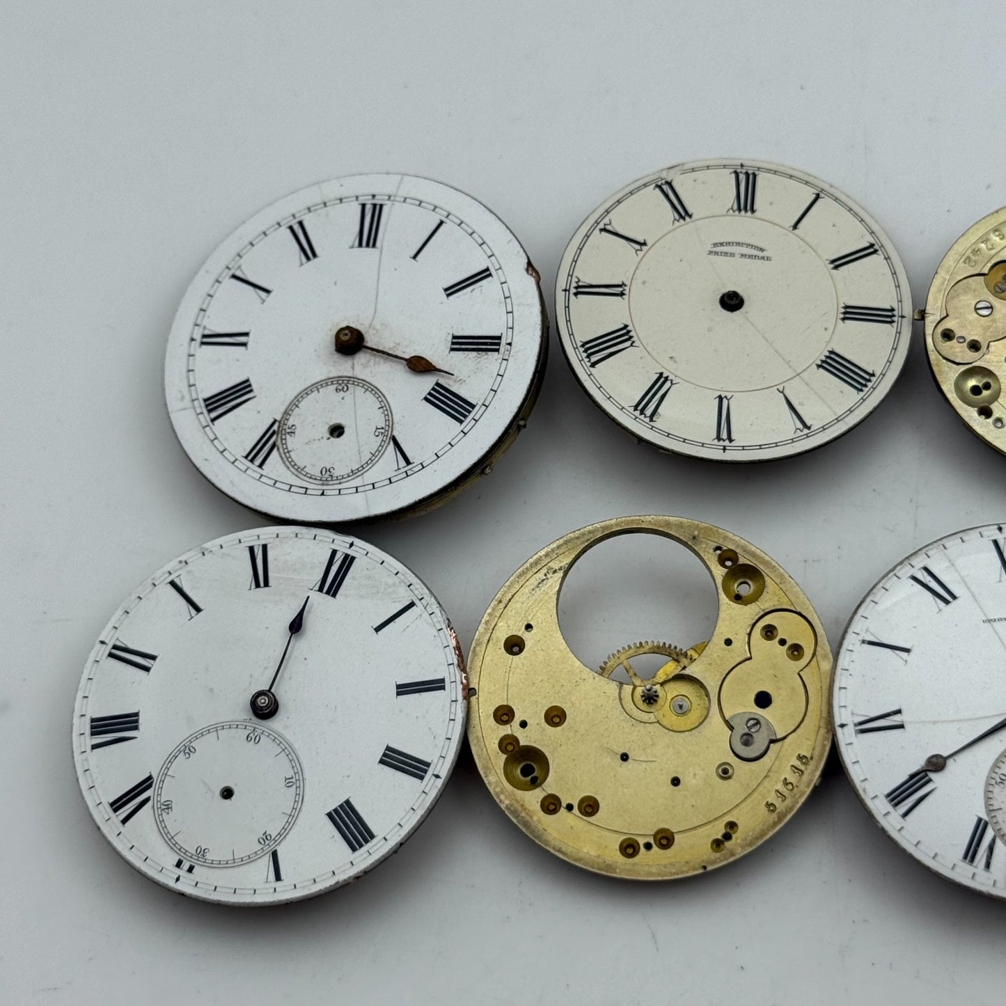 Bundle Of 7 Mixed Antique / Vintage Pocket Watch Movements PARTS REPAIR SPARES