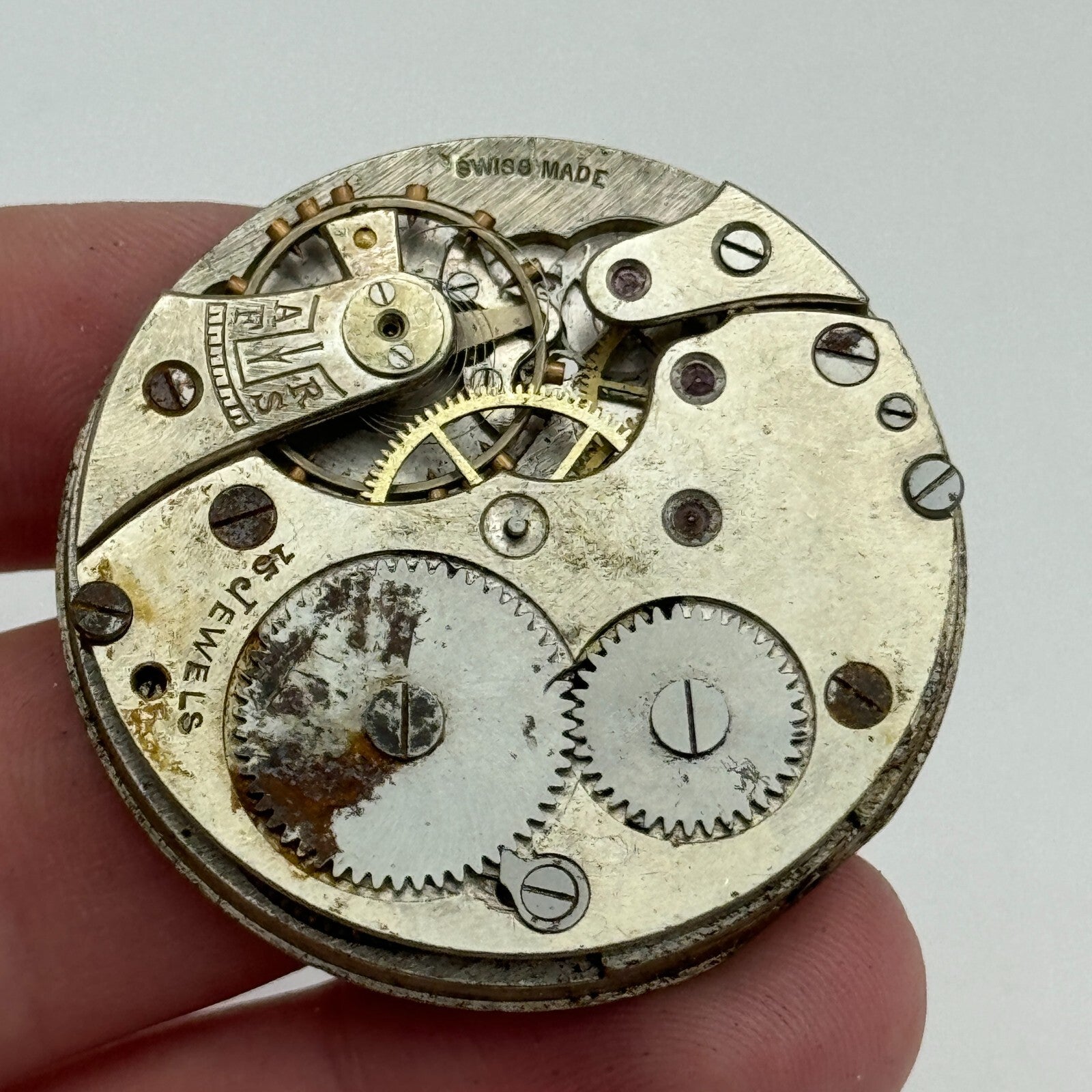 43mm Unidentified 15 Jewels Swiss Vintage Pocket Watch Movement PARTS SPARES