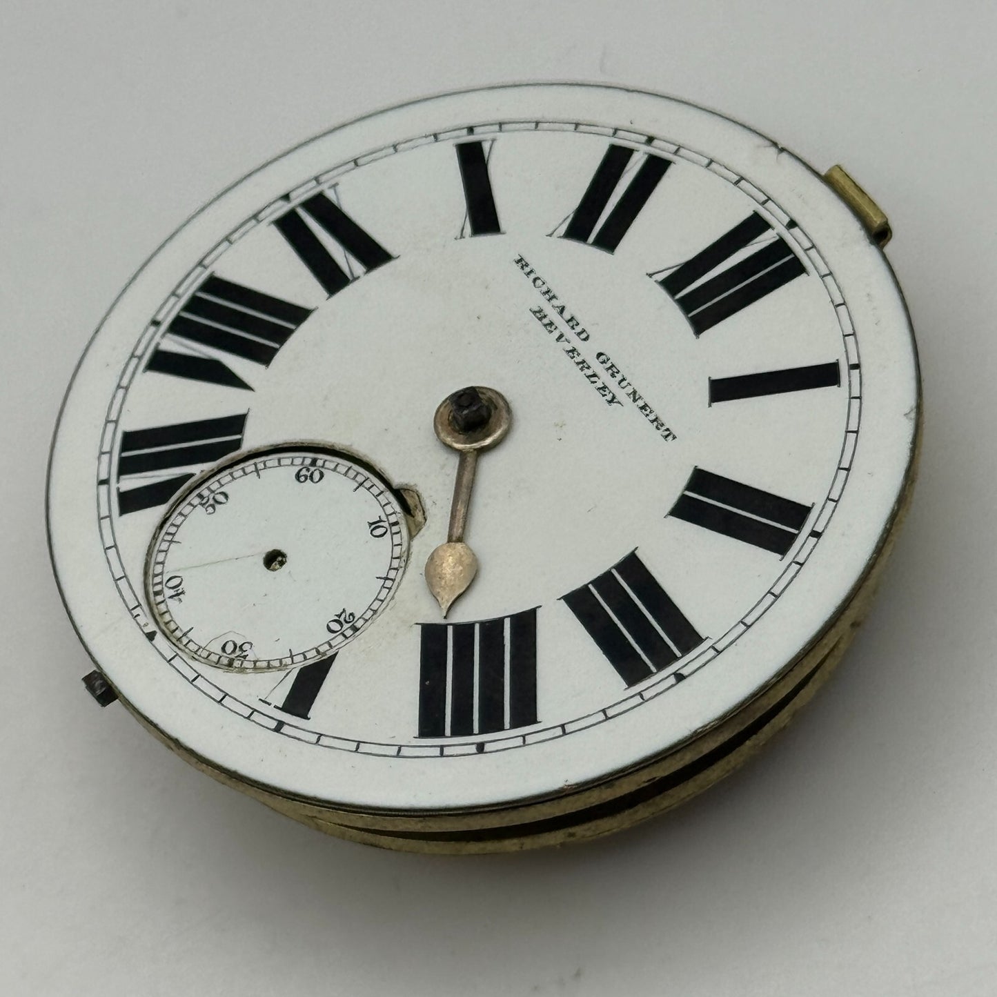 46.6mm Richard Grunert Beverley Antique Key Wound Pocket Watch Movement PARTS