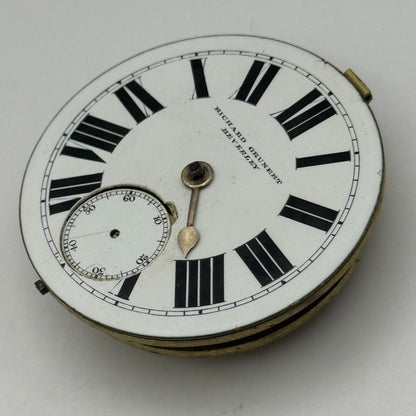 46.6mm Richard Grunert Beverley Antique Key Wound Pocket Watch Movement PARTS