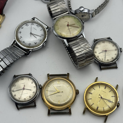 Bundle Of 12 Vintage Timex UK Watches Mechanical Wind Up Job Lot Parts Repair