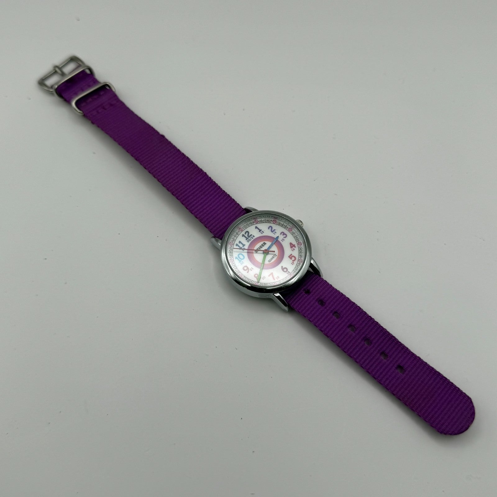 Zeiger Ladies Quartz Watch Rainbow Dial Purple Strap Working 33mm New Battery