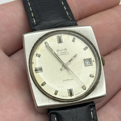 32mm Mens Avia Matic Automatic Sweep Seconds Square Watch FOR PARTS TO RESTORE