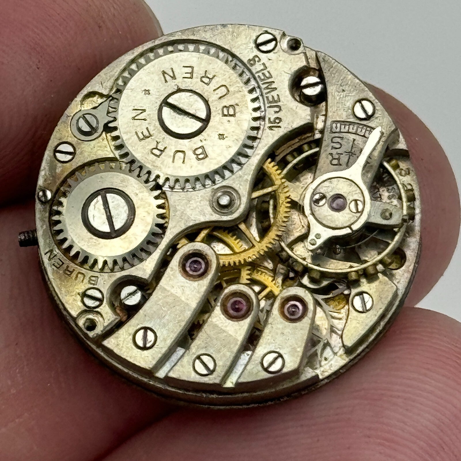 23.6mm Buren 15 Jewels Manual Wind Watch Movement Swiss Vintage PARTS SPARES