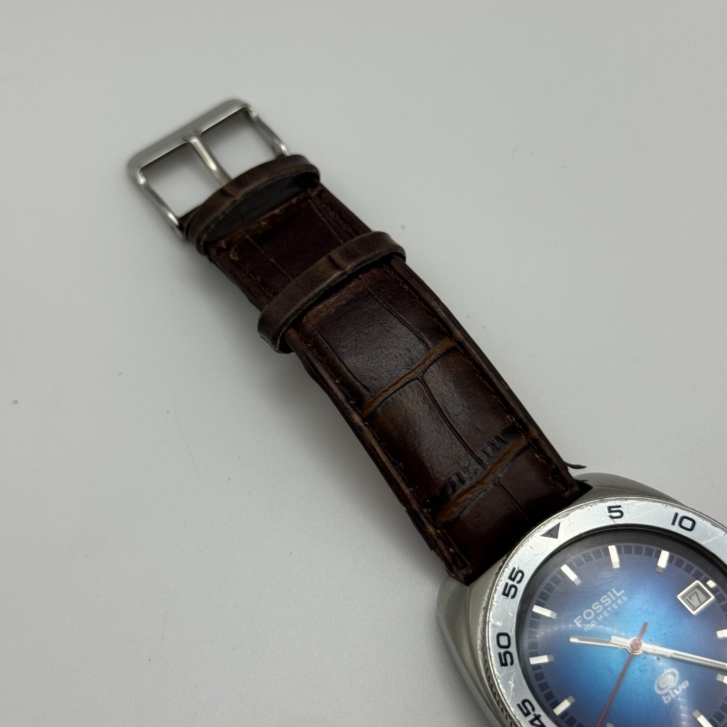 Fossil Blue 100 Meters Men’s Watch Quartz AM-3680 Date Dial Steel Working 38mm