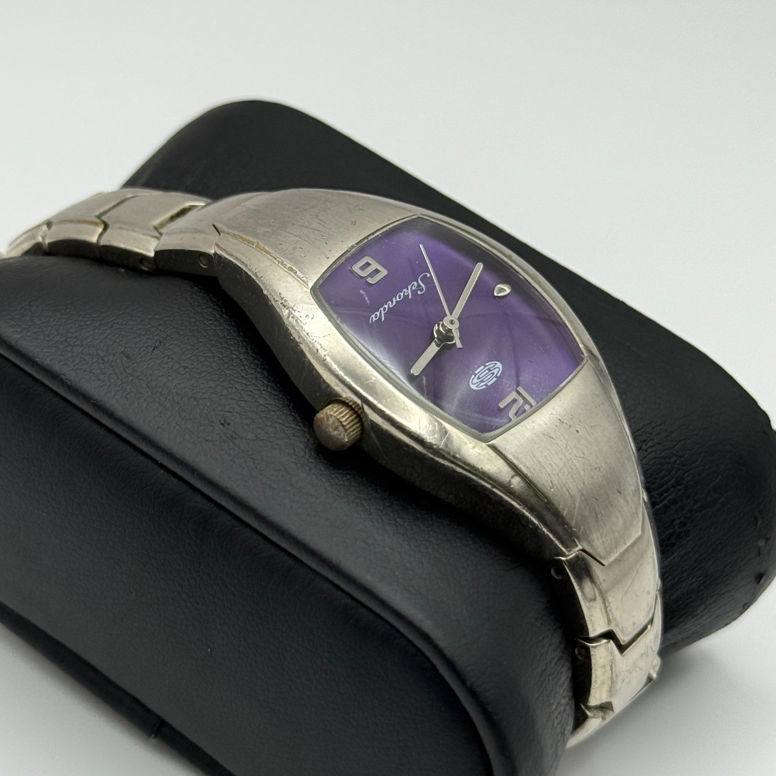 Sekonda Ladies Quartz Watch Purple Dial Silver Tone Bracelet Steel Working 24mm