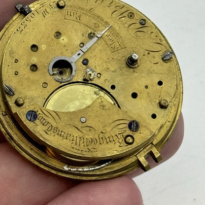 39.2mm Antique G P Perks King Williams Town Fusee Pocket Watch Movement PARTS