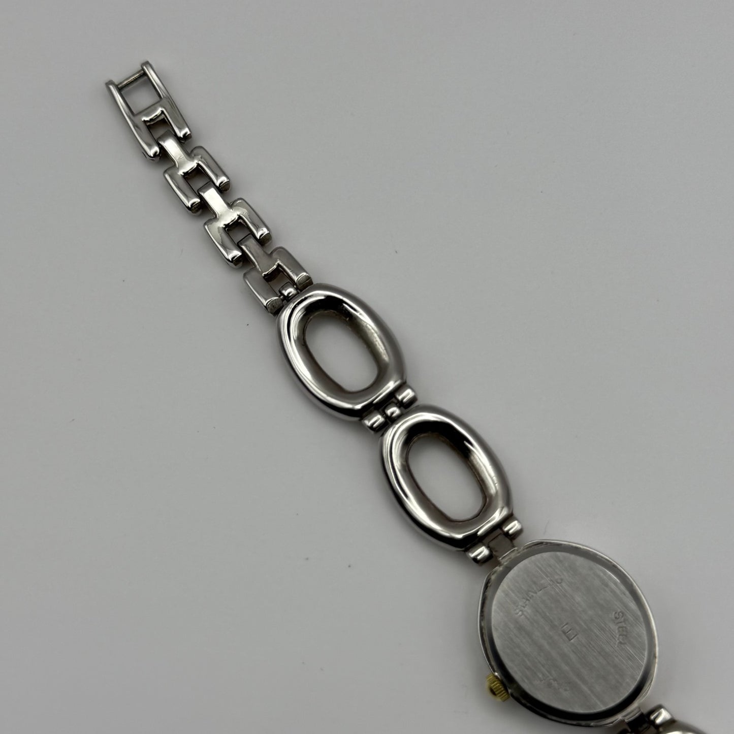 Carvel Ladies Quartz Watch MOP Oval Dial Silver Gold Tone Bracelet Working 19mm