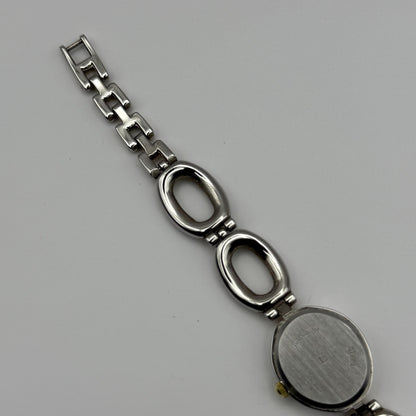 Carvel Ladies Quartz Watch MOP Oval Dial Silver Gold Tone Bracelet Working 19mm