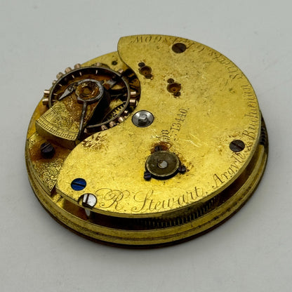 43.4mm Antique R Stewart Argyle & Buchanan Glasgow Pocket Watch Movement PARTS