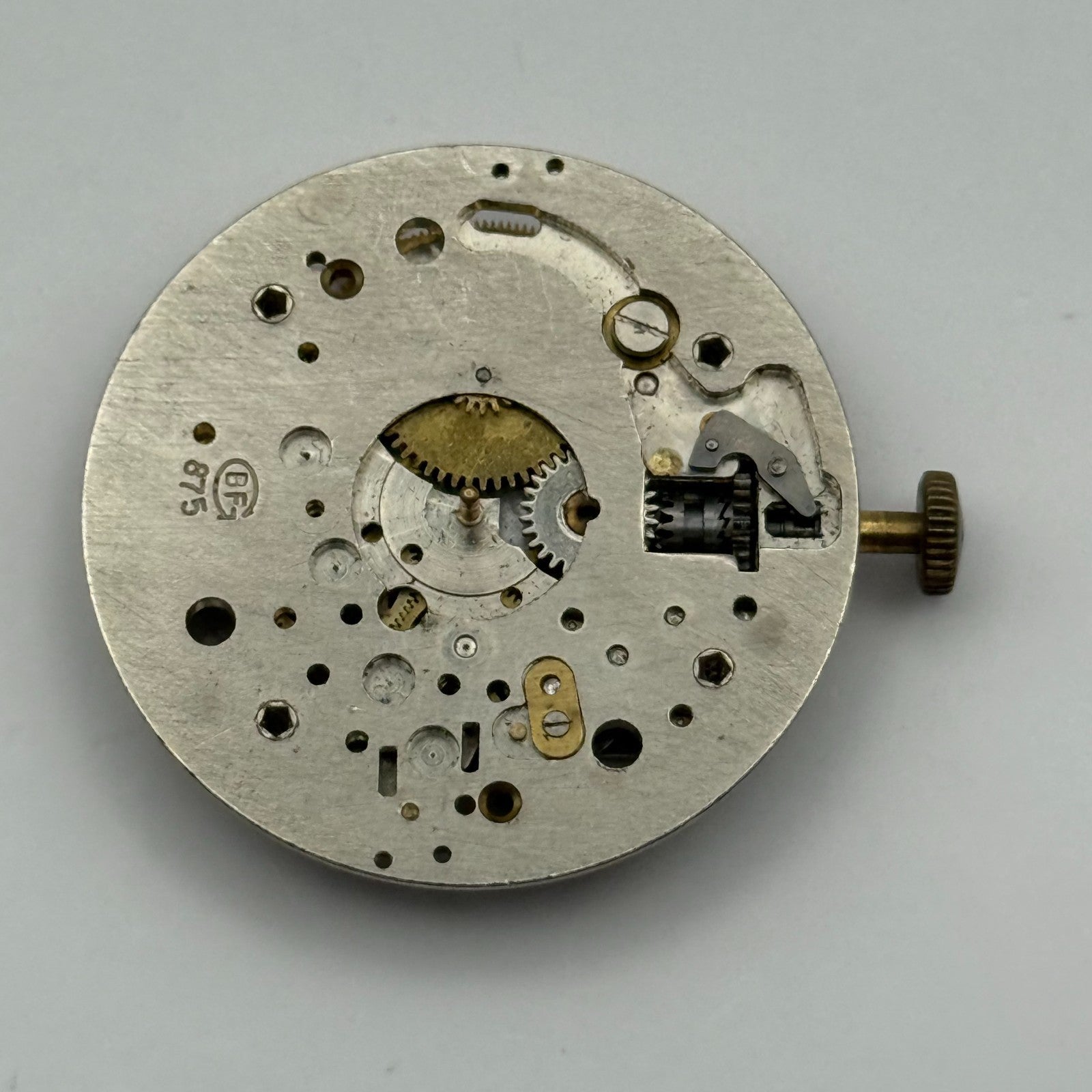 BFG 875 Watch Movement 1 Jewel Manual Wind Swiss Vintage Parts Repair 31.1mm