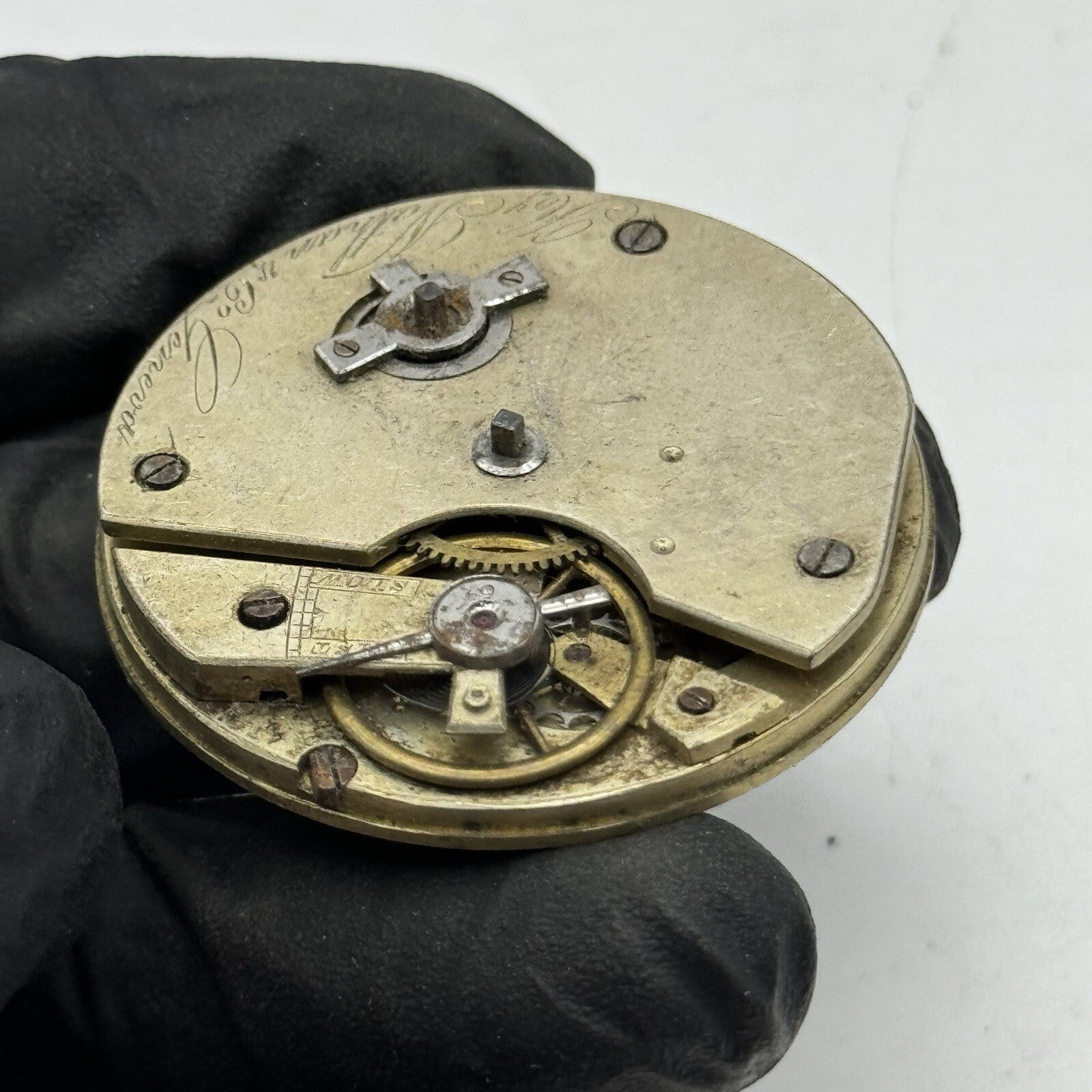 40.6mm H Nathan & Co Geneve Key Wound Antique Pocket Watch Movement FOR PARTS