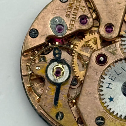 Helvetia 82C Watch Movement Manual Wind Vintage Swiss 17 Jewels Parts 23.1mm