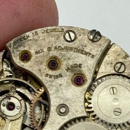 23.6mm Possibly Movado 15 Jewels 4 Adjustments Manual Wind Swiss Watch Movement