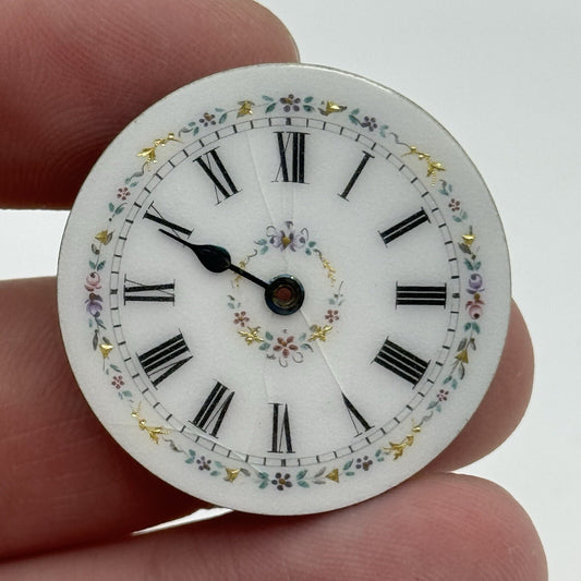 31.4mm Antique Beautiful Porcelain Patterned Pocket Watch Dial Spares Parts