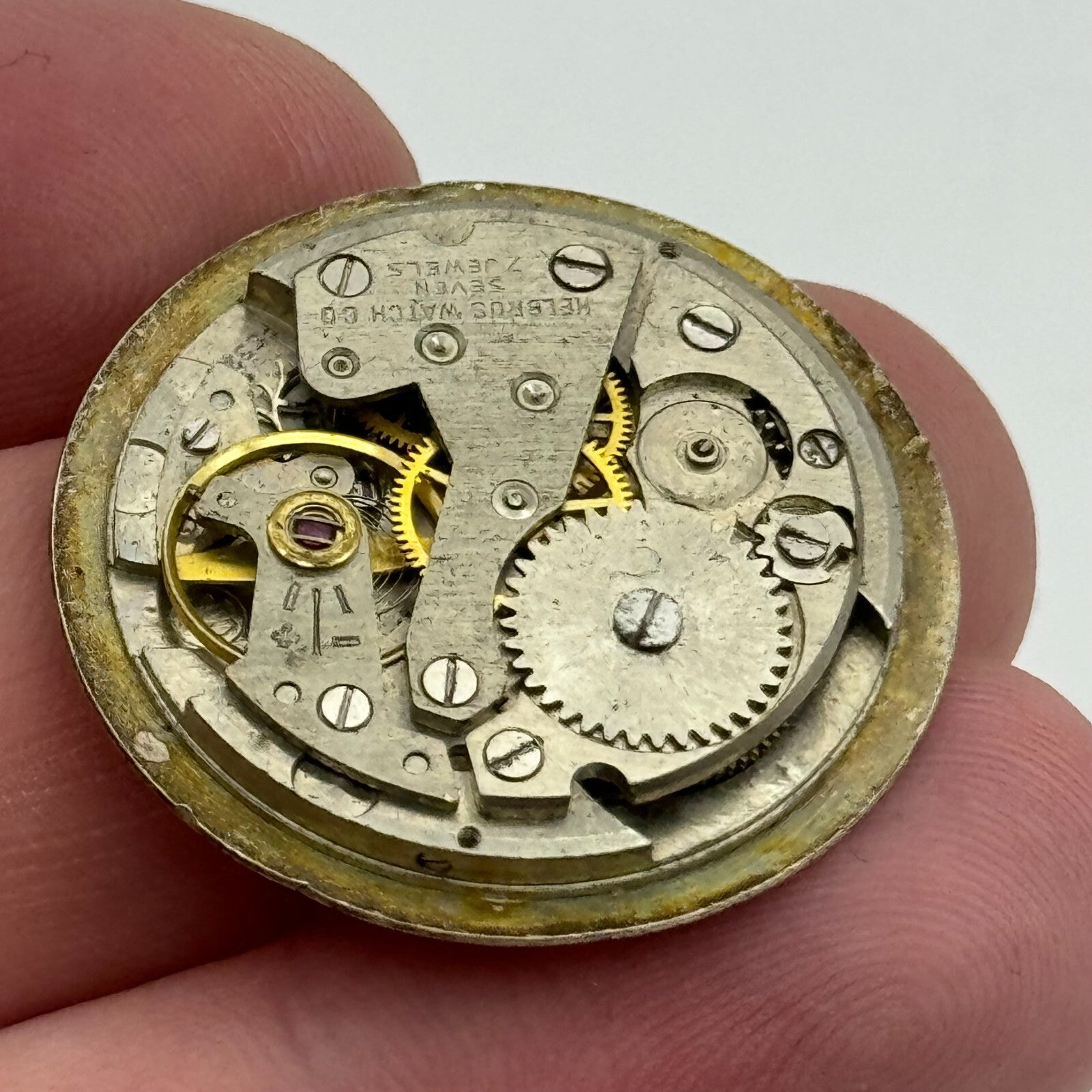 25.9mm Helbros PS32 Manual Wind Swiss 7 Jewels Watch Movement Vintage PARTS