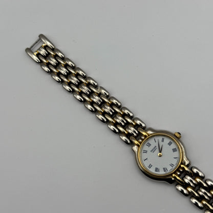 Pulsar Ladies Quartz Watch White Dial Two Tone Bracelet Japan Working 26mm