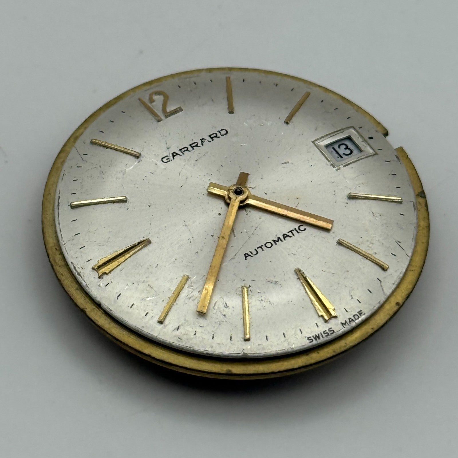 FHF 909 Automatic Watch Movement Garrard Date 25 Jewels Vintage Parts 31.8mm