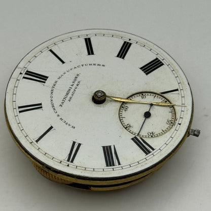 46.5mm Fattoroni & Sons Bradford Chronometer Makers Pocket Watch Movement PARTS