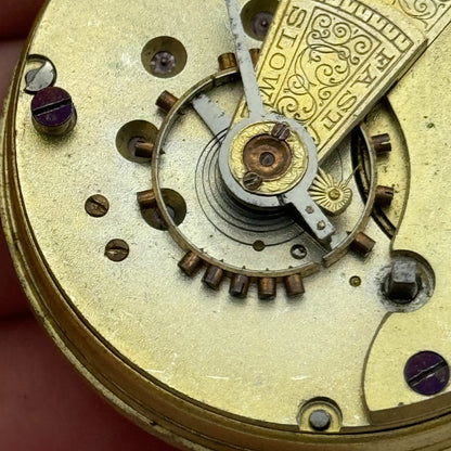 45.6mm Antique Lucerne E Swiss Key Wound Pocket Watch Movement PARTS REPAIR