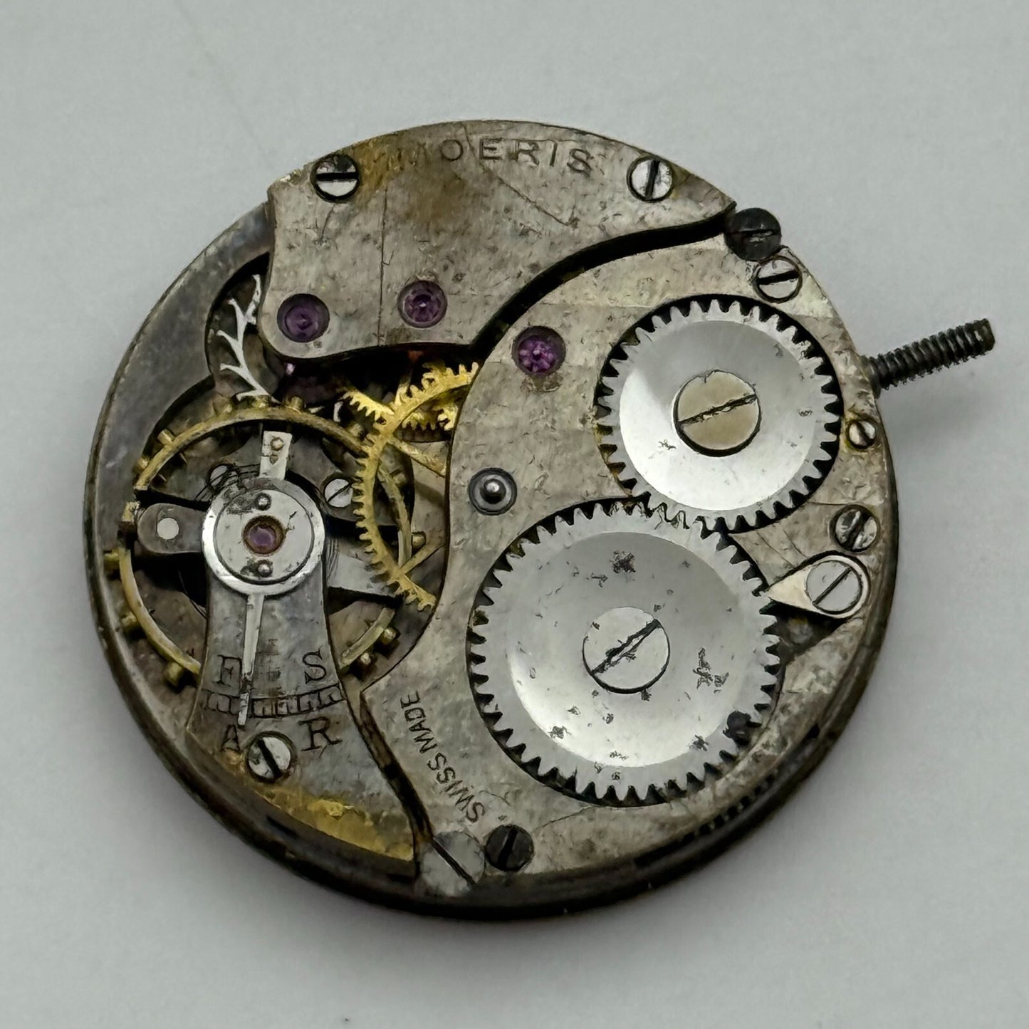 25.2mm Vintage Moeris Sub Seconds Trench Watch Movement Manual Wind PARTS REPAIR
