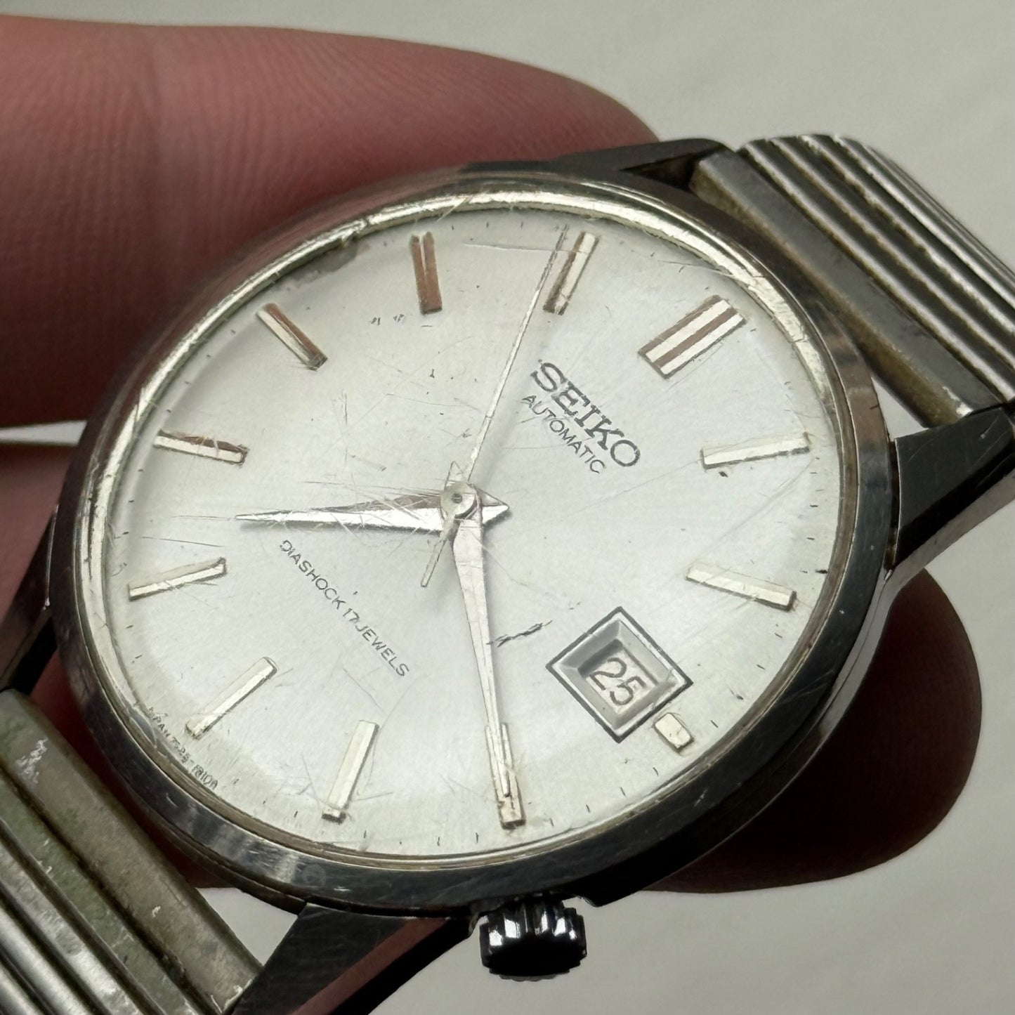 Men's Vintage Seiko Full AutoWinding Watch Diashock Bracelet 36mm Japan Running