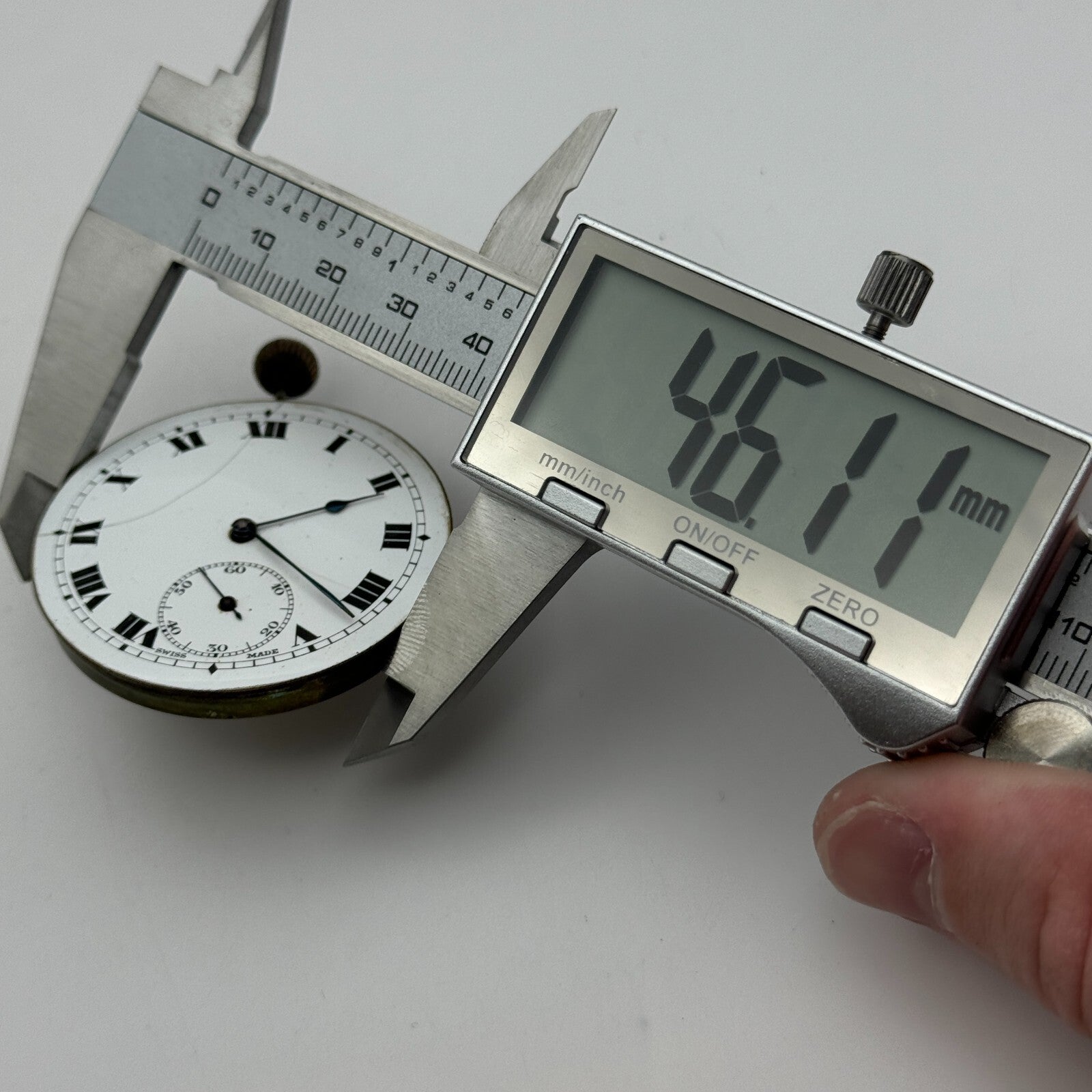 46.1mm Open Face Swiss Balance Ok Pocket Watch Movement PARTS REPAIR