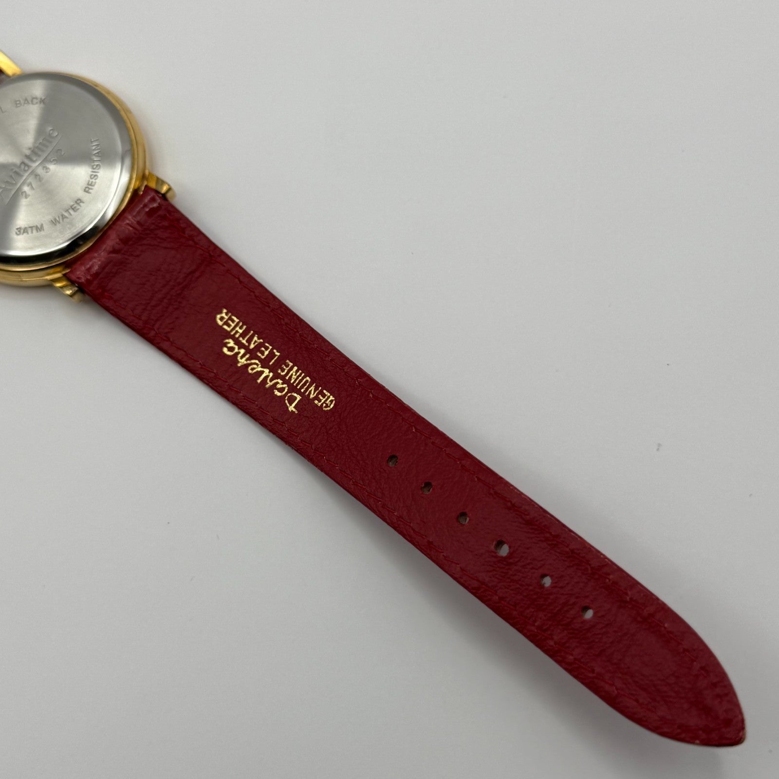 Aviatime Ladies Quartz Watch White Date Dial Red Leather Strap Working 33mm