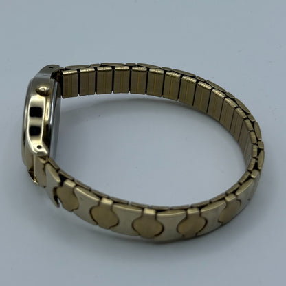 Timex Ladies Quartz Watch Oval Dial Gold Tone Stretch Band Steel Working 21mm