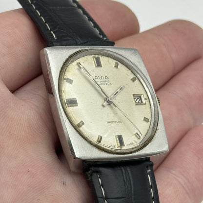 32mm Mens Avia Matic Automatic Sweep Seconds Square Watch FOR PARTS TO RESTORE