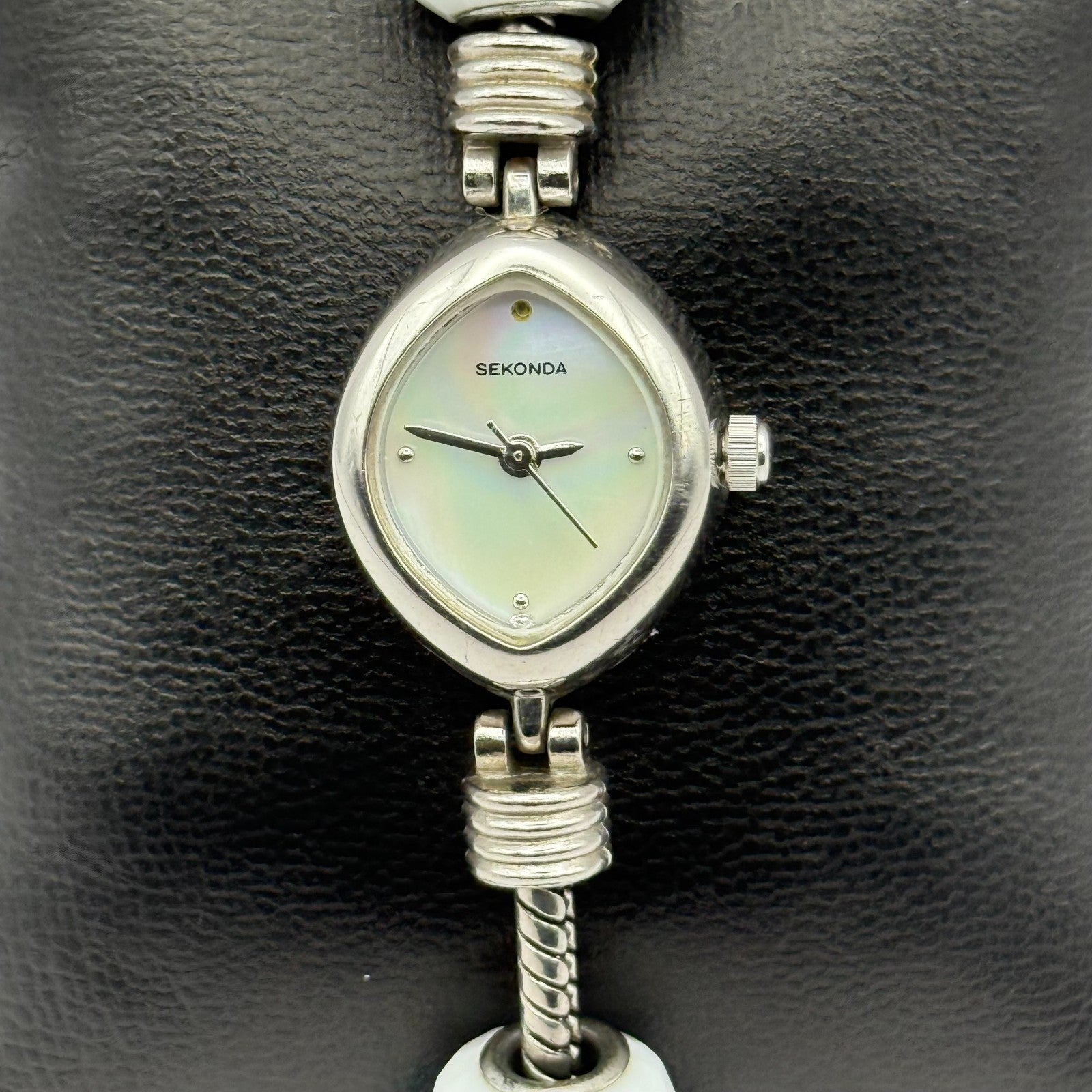 Sekonda Ladies Quartz Watch MOP Dial Beaded Design Bracelet Japan Working 20mm