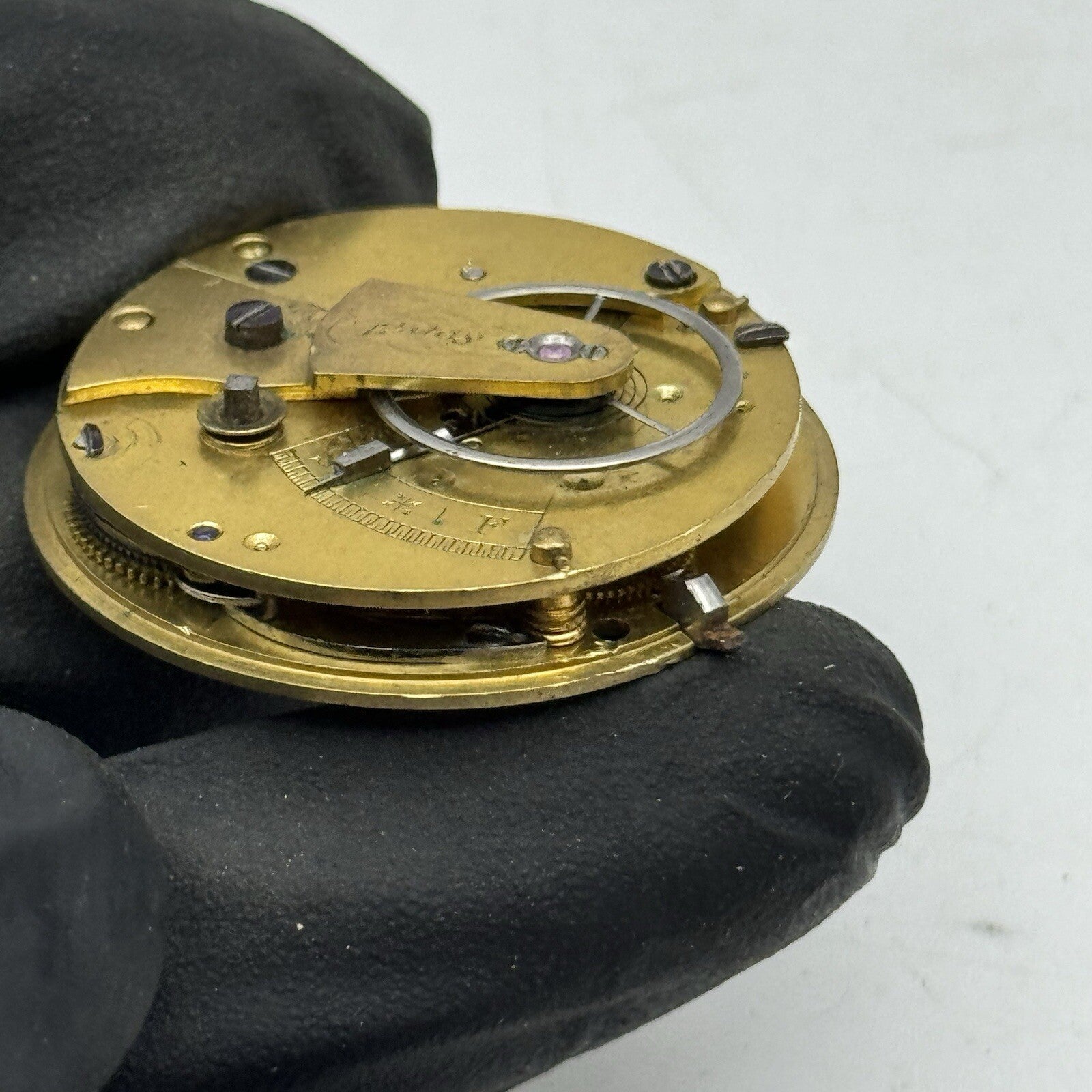 33.7mm Unidentified Quality Fusee Antique Pocket Watch Movement FOR PARTS