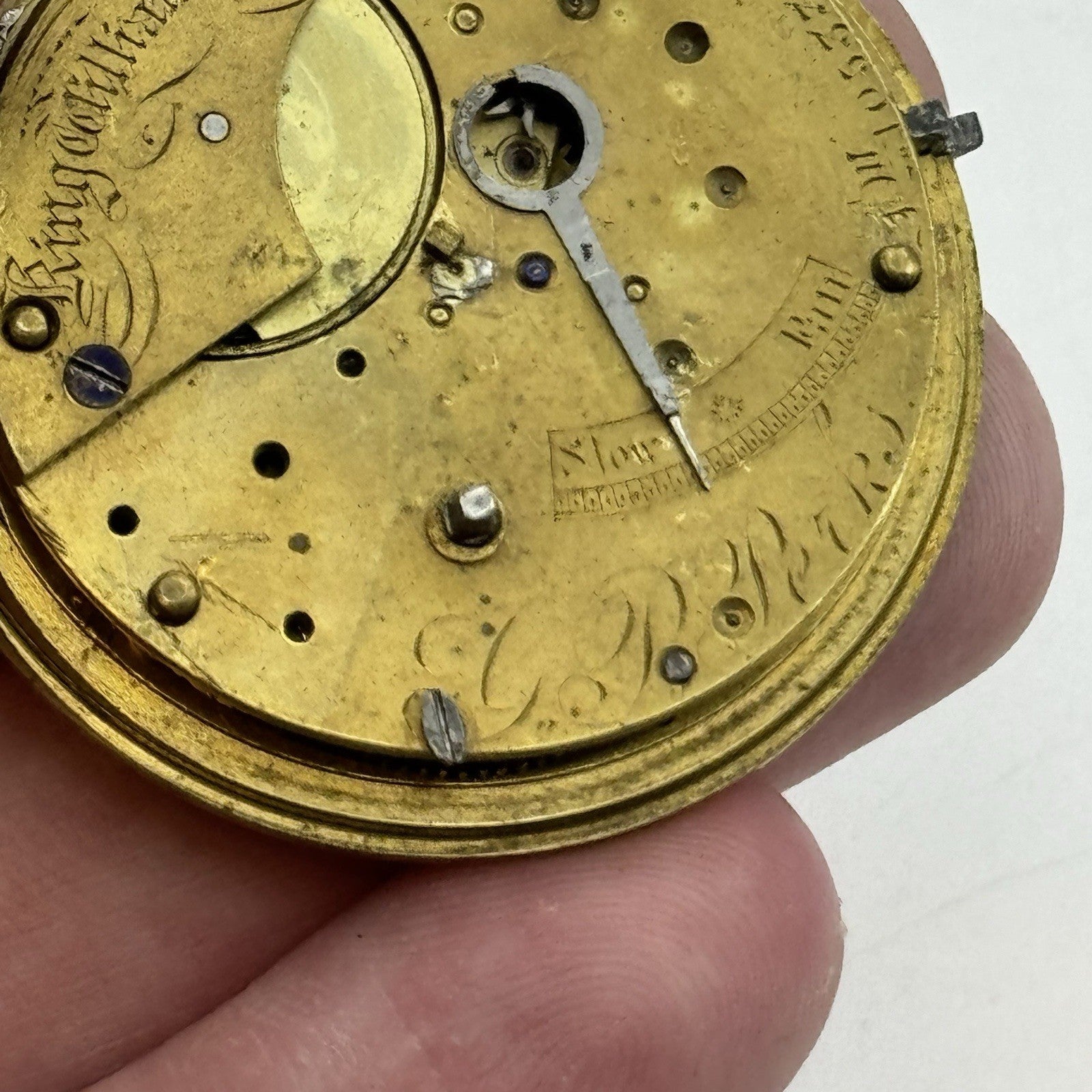 39.2mm Antique G P Perks King Williams Town Fusee Pocket Watch Movement PARTS