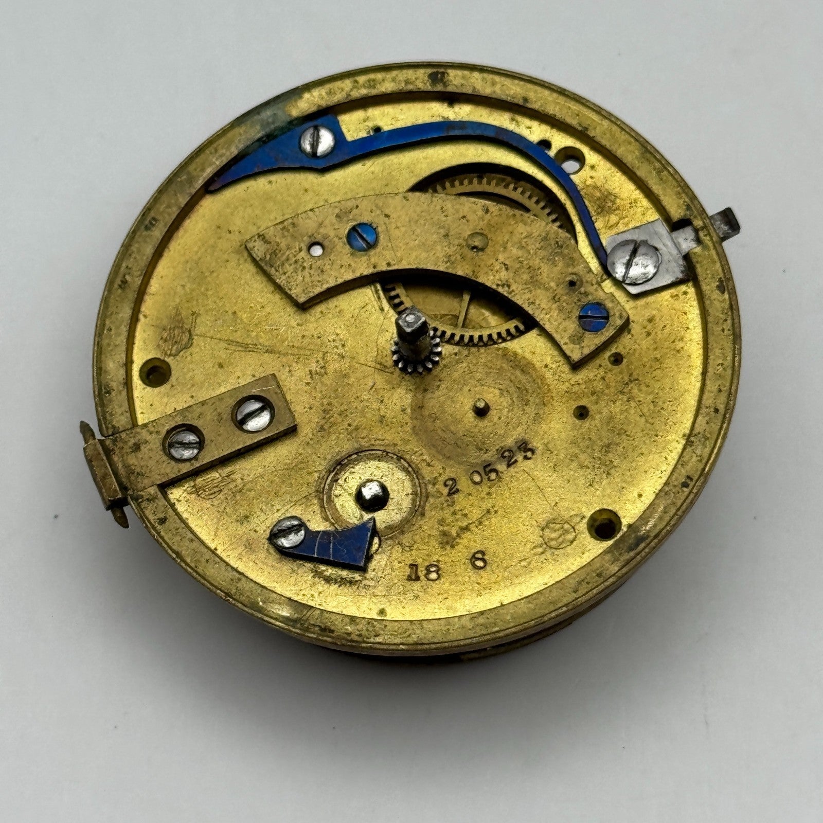 Fusee Pocket Watch Movement Antique English Key Wound Parts Repair Spares 46.4mm