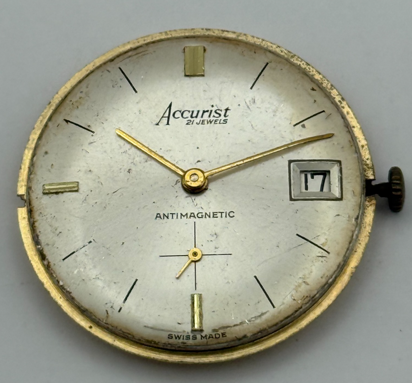 AS 1691/93 Watch Movement Accurist Manual Wind Vintage Swiss Parts Repair 30.3mm