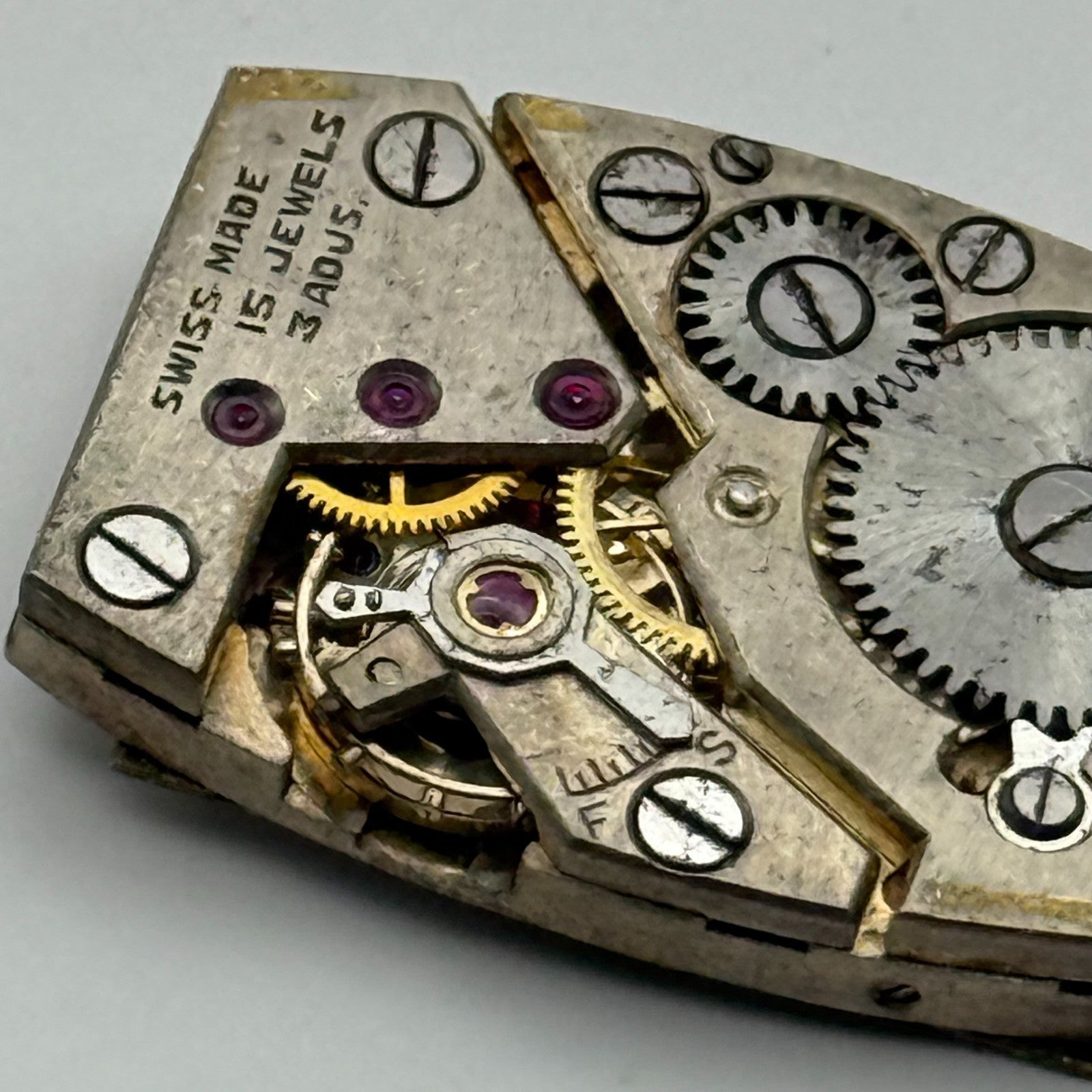 Marvin 610 Tank Tonneau 15 Jewels Watch Movement Manual Wind Parts Repair 17.8mm