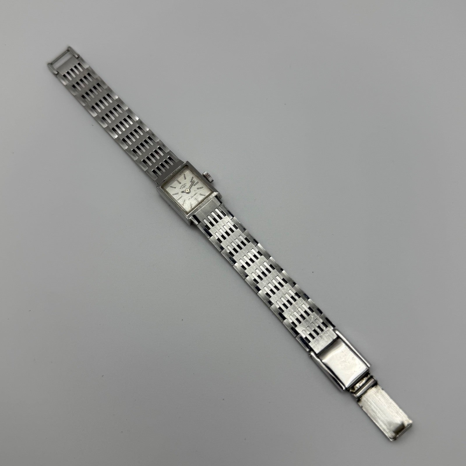 15mm Vintage Rotary 17 Jewels Silver Tone Panel Manual Wind Watch PARTS / REPAIR