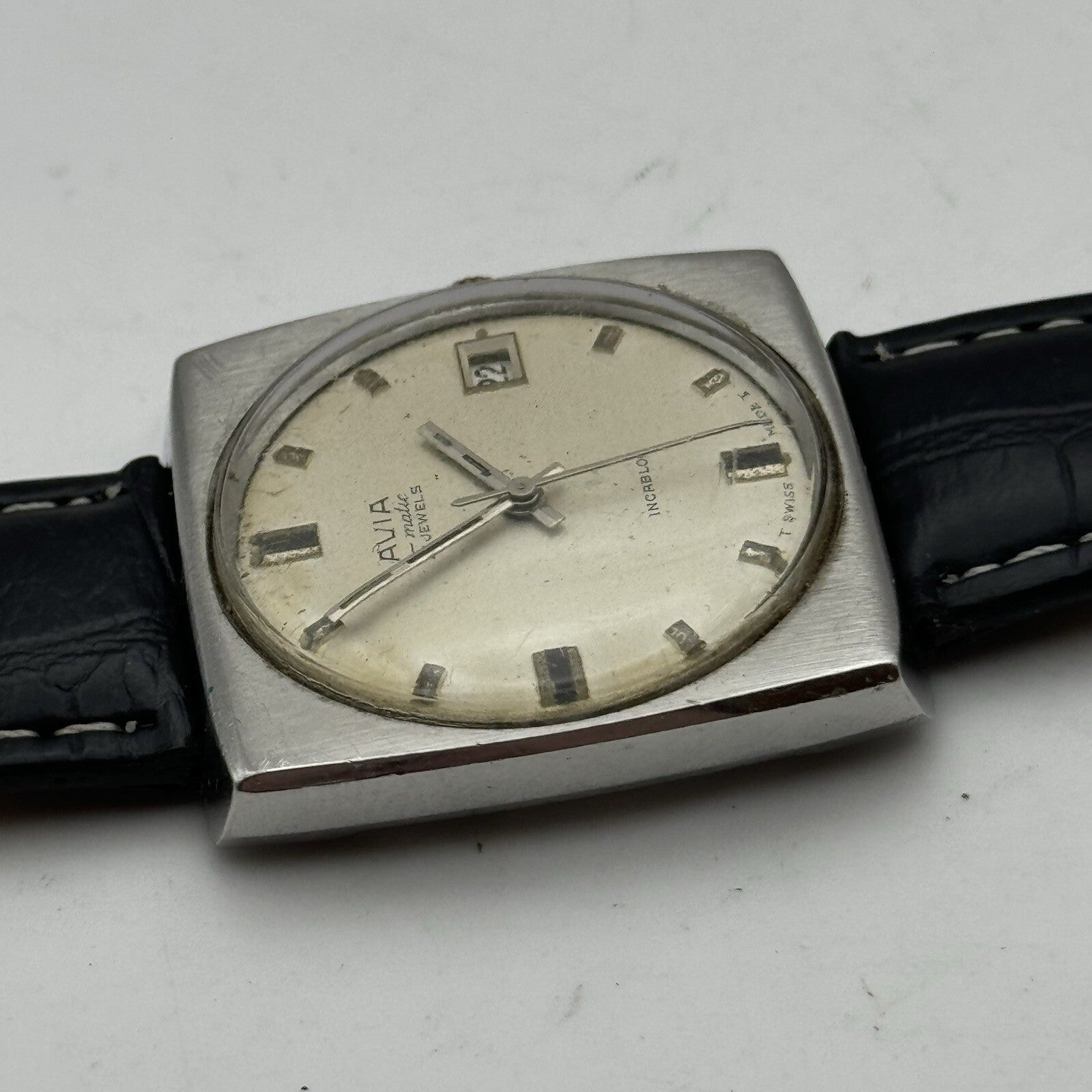 32mm Mens Avia Matic Automatic Sweep Seconds Square Watch FOR PARTS TO RESTORE