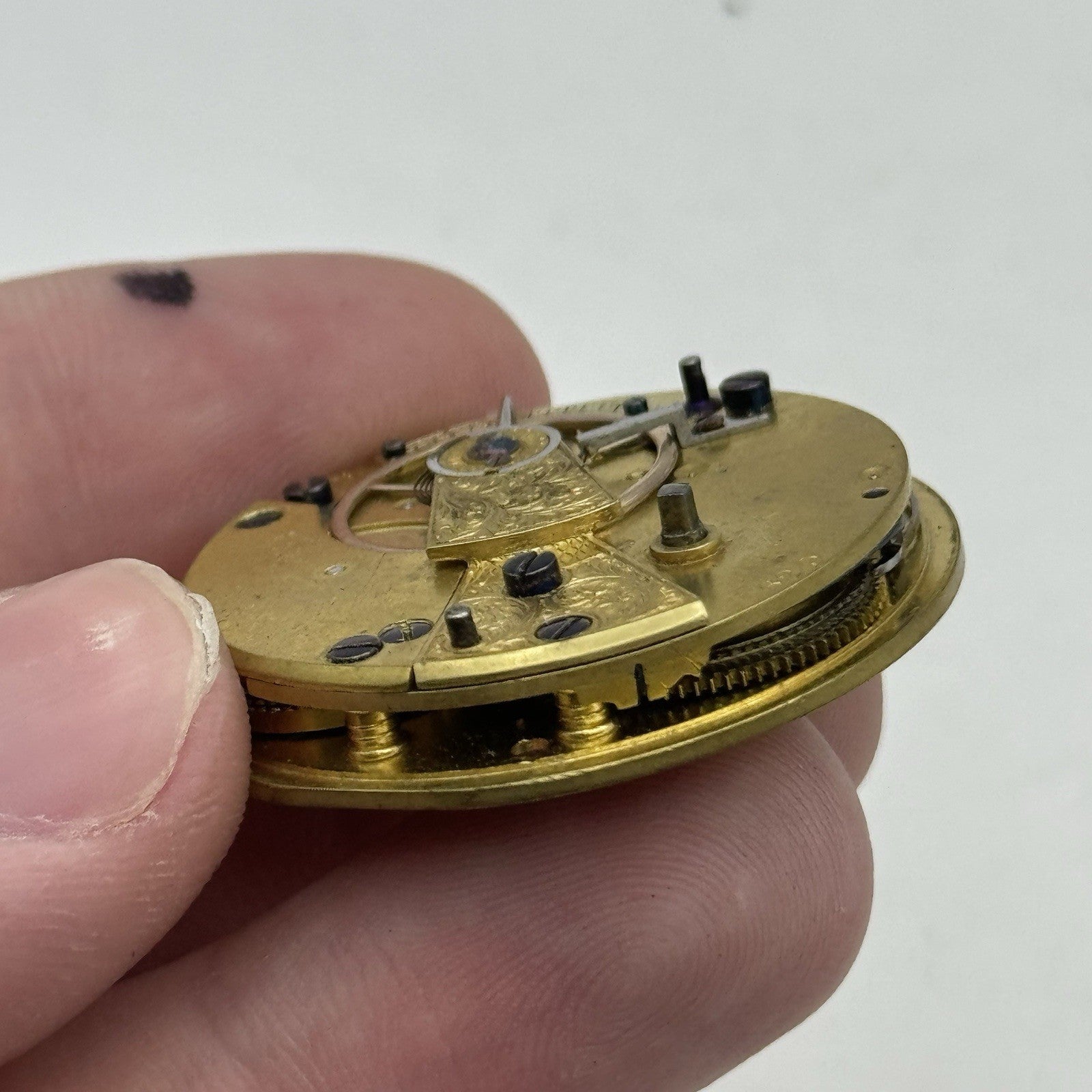36mm Running Antique Quality English Fusee Pocket Watch Movement -  TO RESTORE