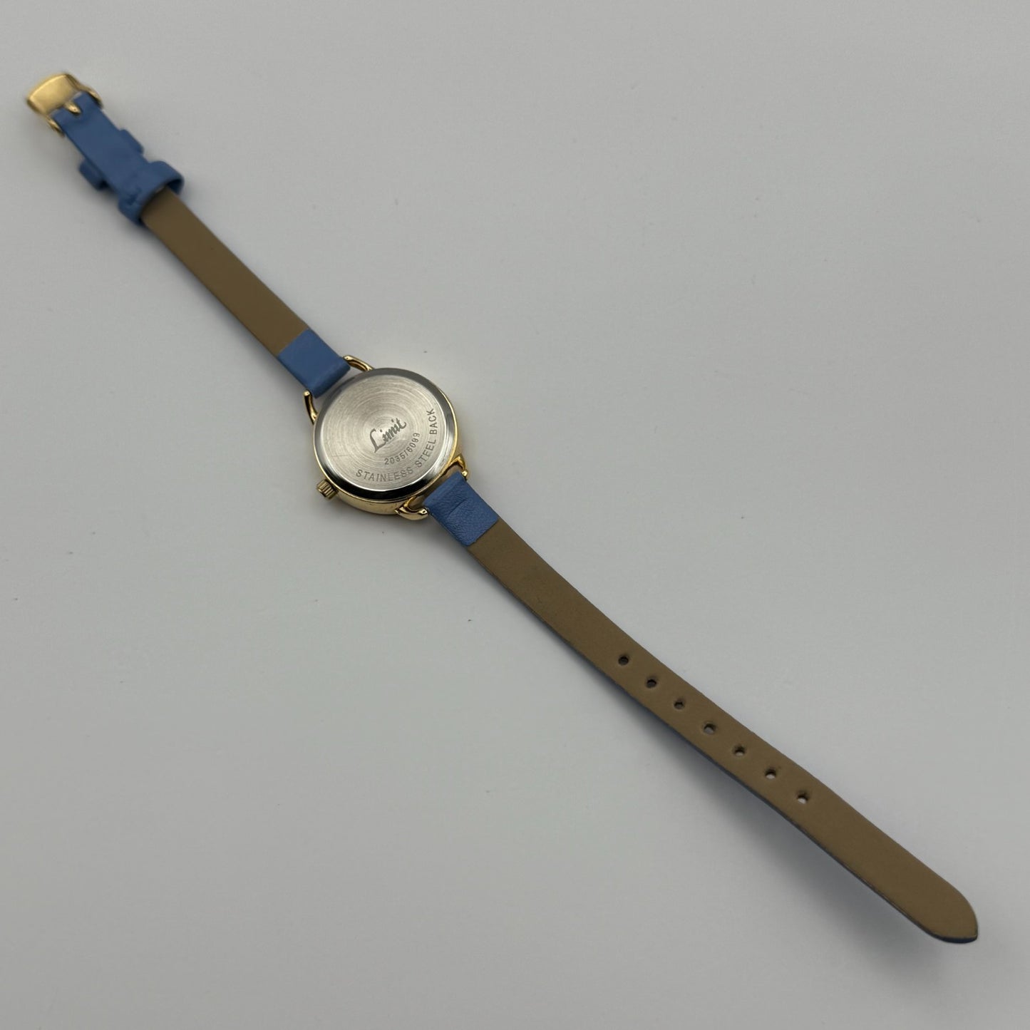 Limit Ladies Quartz Watch Gold Tone Blue Strap Working 25mm New Battery
