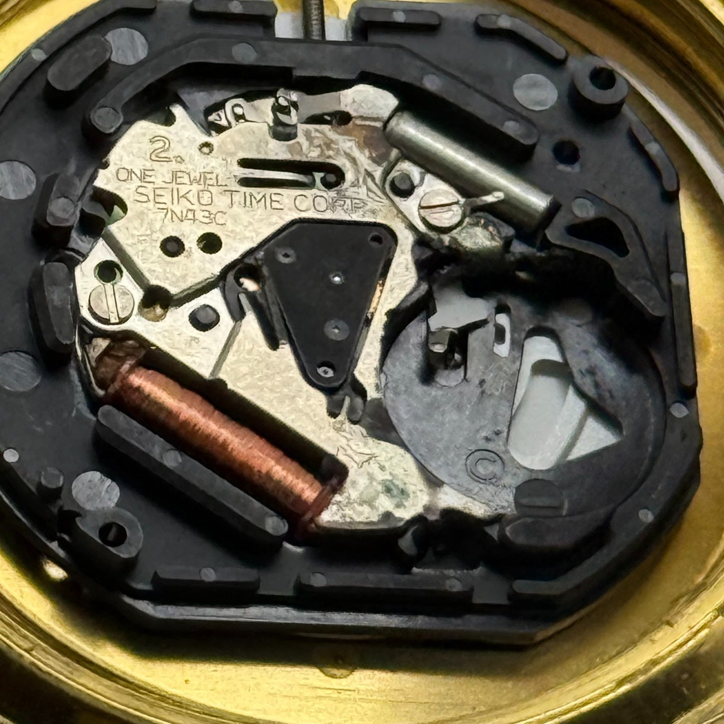 Seiko Mens Quartz Watch 7N43-9070 Gold Tone Bracelet Japan 36mm PARTS REPAIR