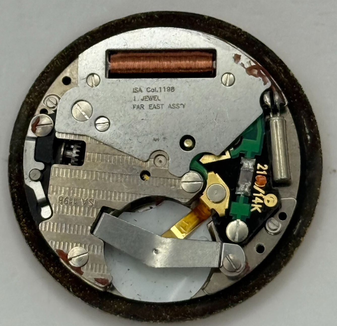 25.7mm Vintage Marvin Revue ISA Cal 1198 Date Dial Quartz Watch Movement PARTS