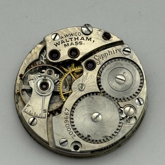 Waltham Sapphire Model 1898 American Watch Movement 6/0s Parts Repair
