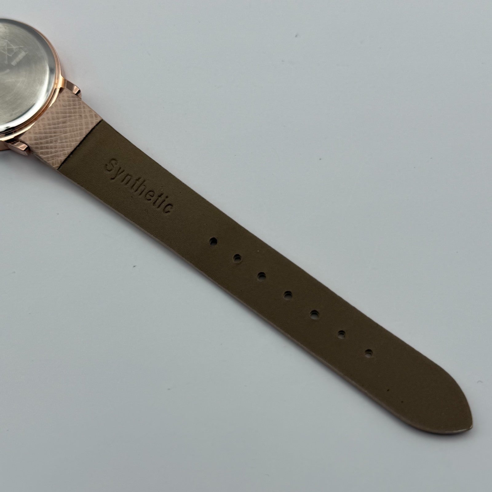 Guy Laroche Ladies Quartz Watch Rose Gold Tone Beige Strap Working 31mm