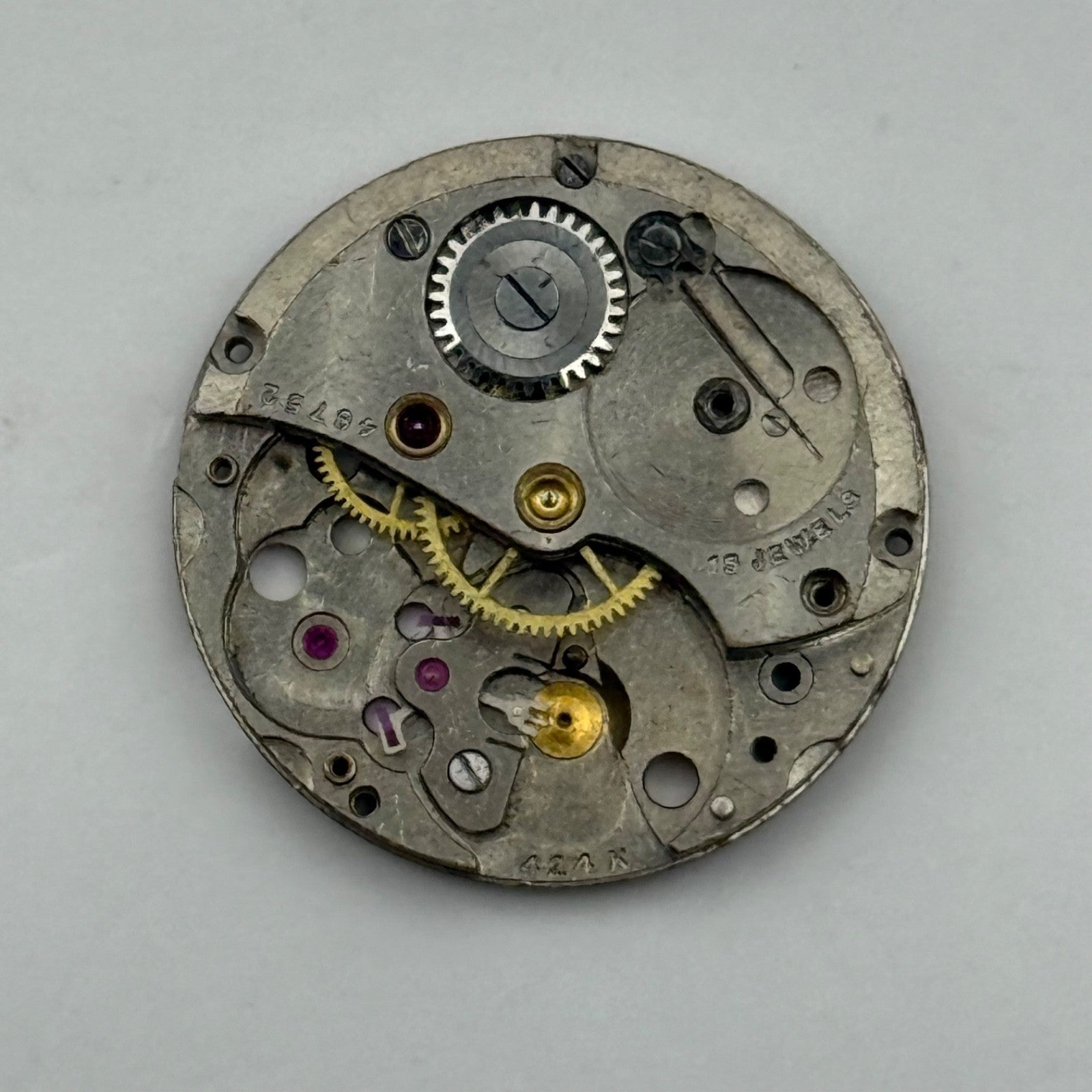 Cyma 424K Watch Movement Manual Wind Vintage Swiss Incomplete Parts Repair 19.6m