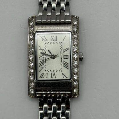 20mm Working Ladies M&S Silver Tone Jewelled Quartz Watch Broken Strap