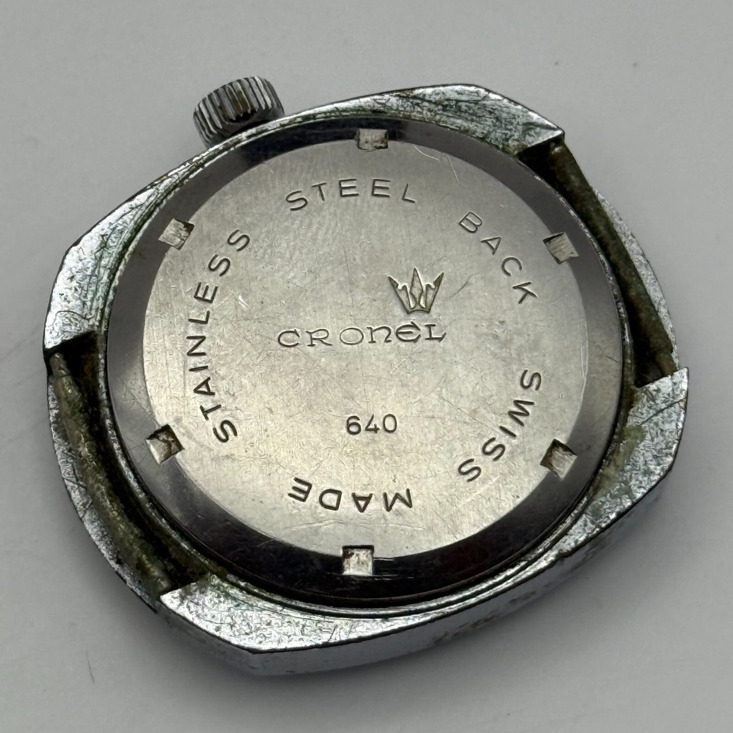 36mm Men’s Vintage Cronel Shock Protected Date Dial Swiss Watch PARTS REPAIR