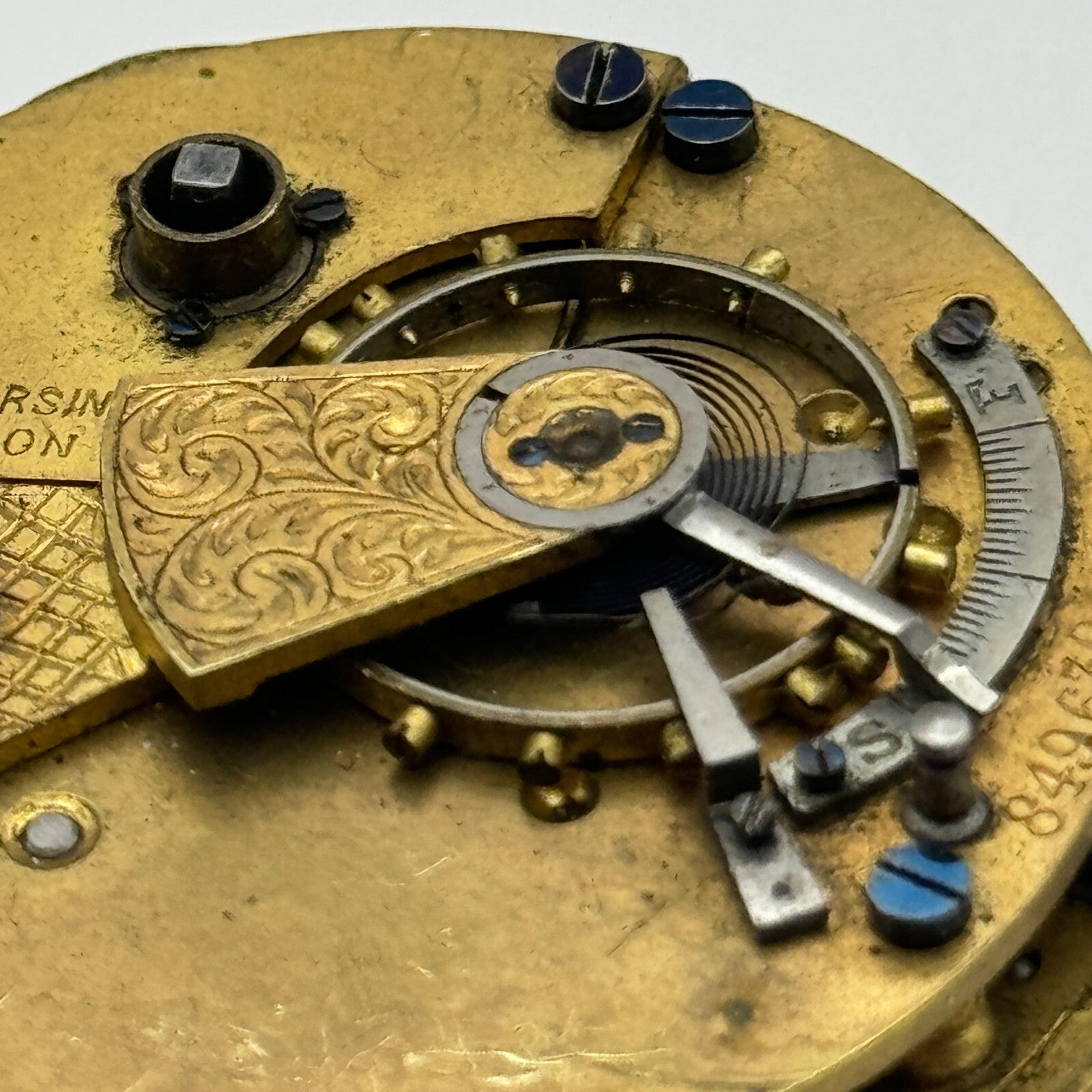 44.6mm Antique Reversing Pinion Key Wound English Pocket Watch Movement PARTS