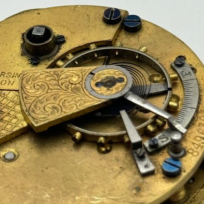 44.6mm Antique Reversing Pinion Key Wound English Pocket Watch Movement PARTS