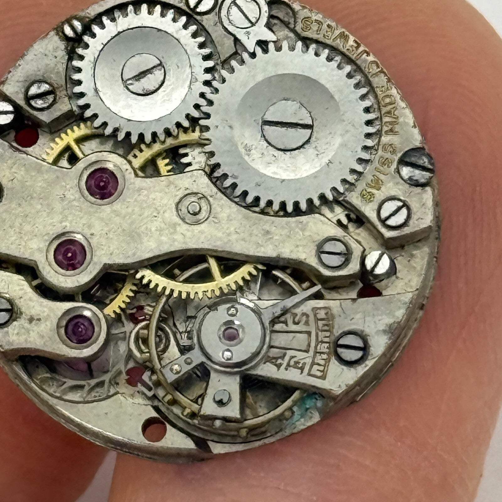 19.7mm Vintage FHF Patent 51482 Swiss Manual Wind Watch Movement PARTS REPAIR